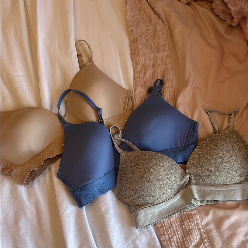 Pink Women's Intimates Set - Blue, Beige, and Tan